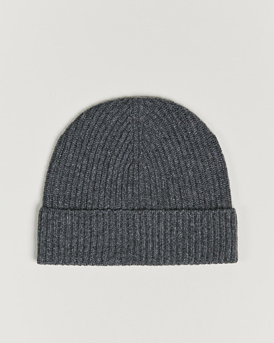 Johnstons of Elgin Cashmere Ribbed Hat Dark Granite