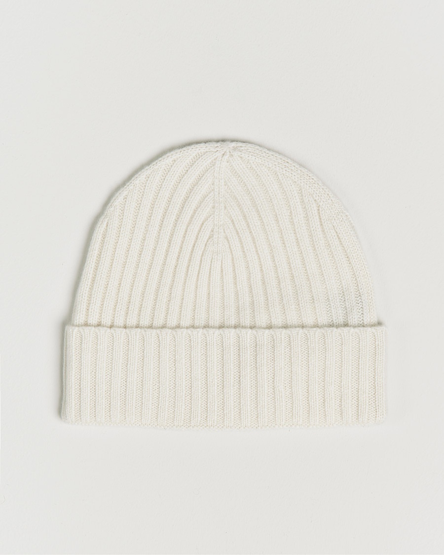 Amanda Christensen Rib Knitted Cashmere Cap Cream – Weiß