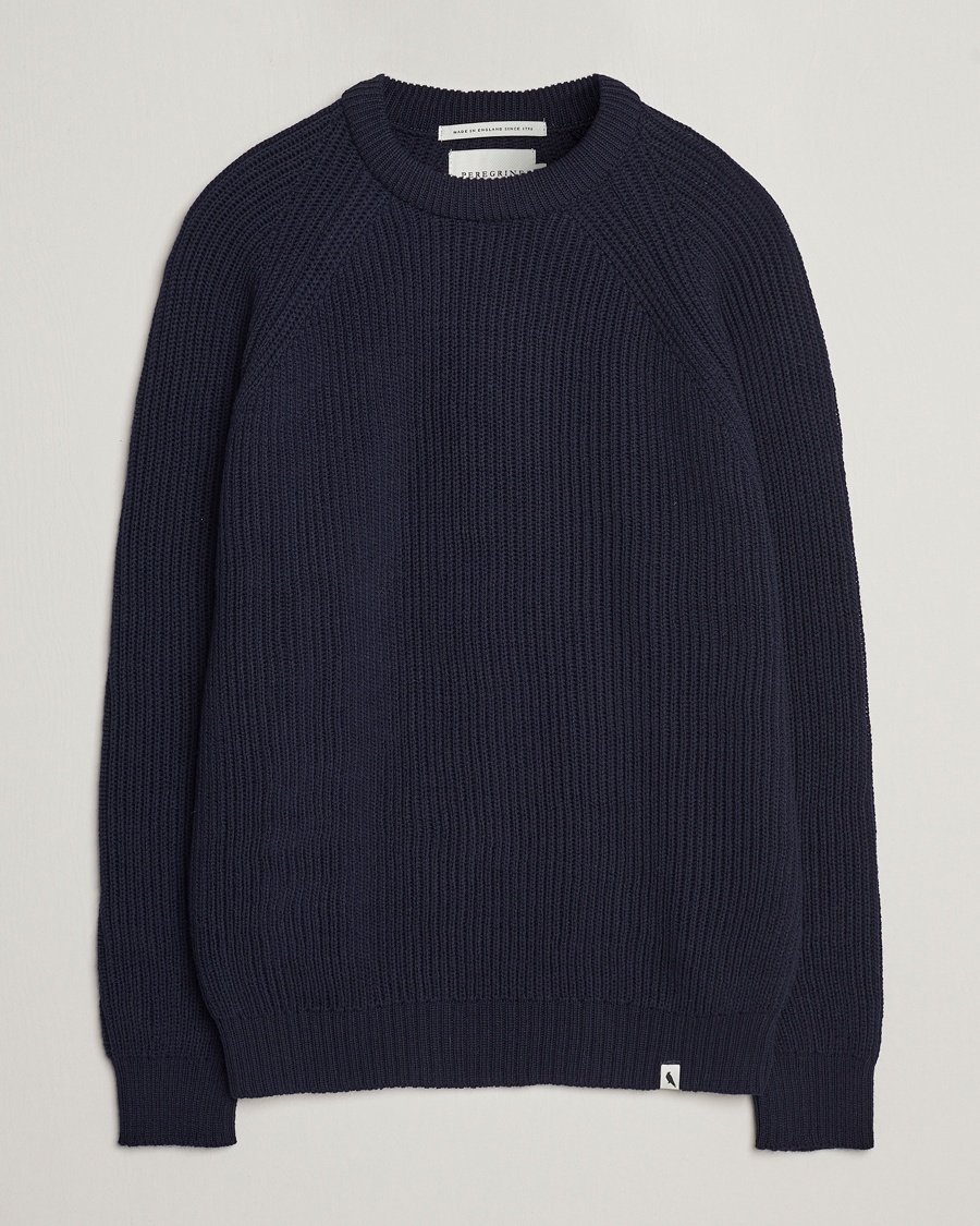 Peregrine Ford Knitted Wool Jumper Navy – Blau