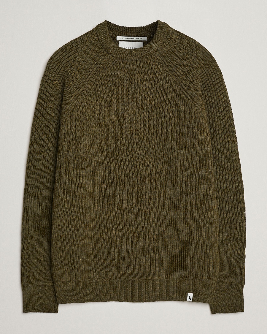 Peregrine Ford Knitted Wool Jumper Olive – Grün