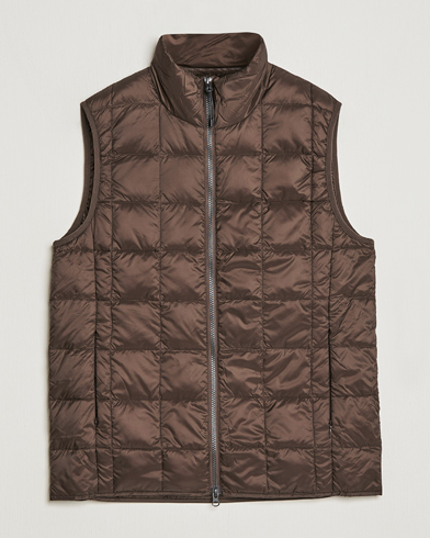 TAION High Neck Full Zip Lightweight Down Vest Dark Choco