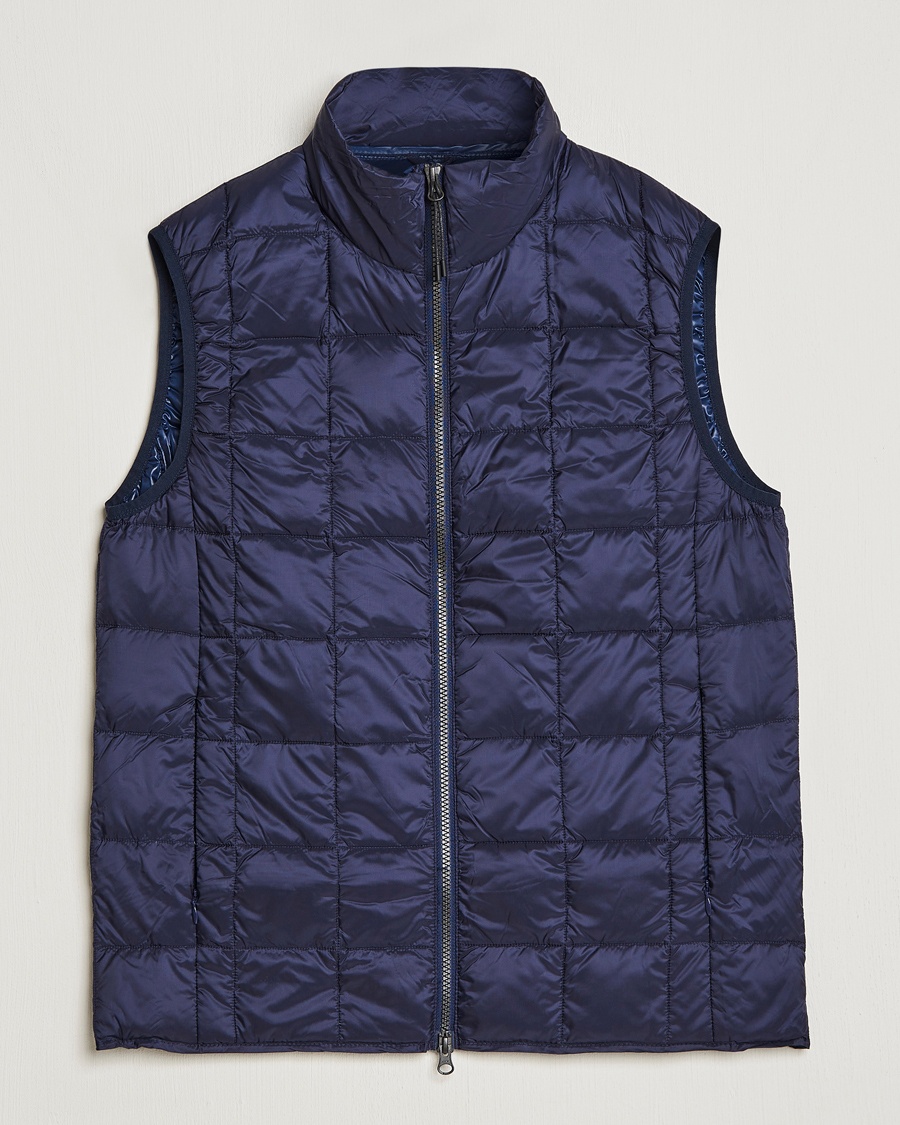 TAION High Neck Full Zip Lightweight Down Vest Navy – Blau
