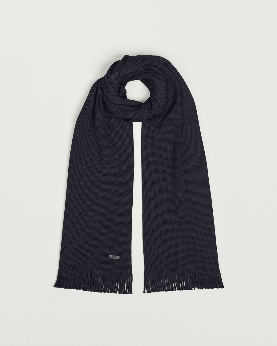 BOSS BLACK Albas Wool Scarf Dark Blue – Blau