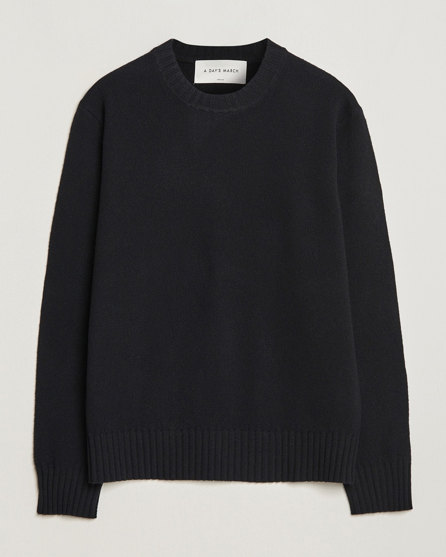 A Day's March Marlow Lambswool Sweater Black – Schwarz