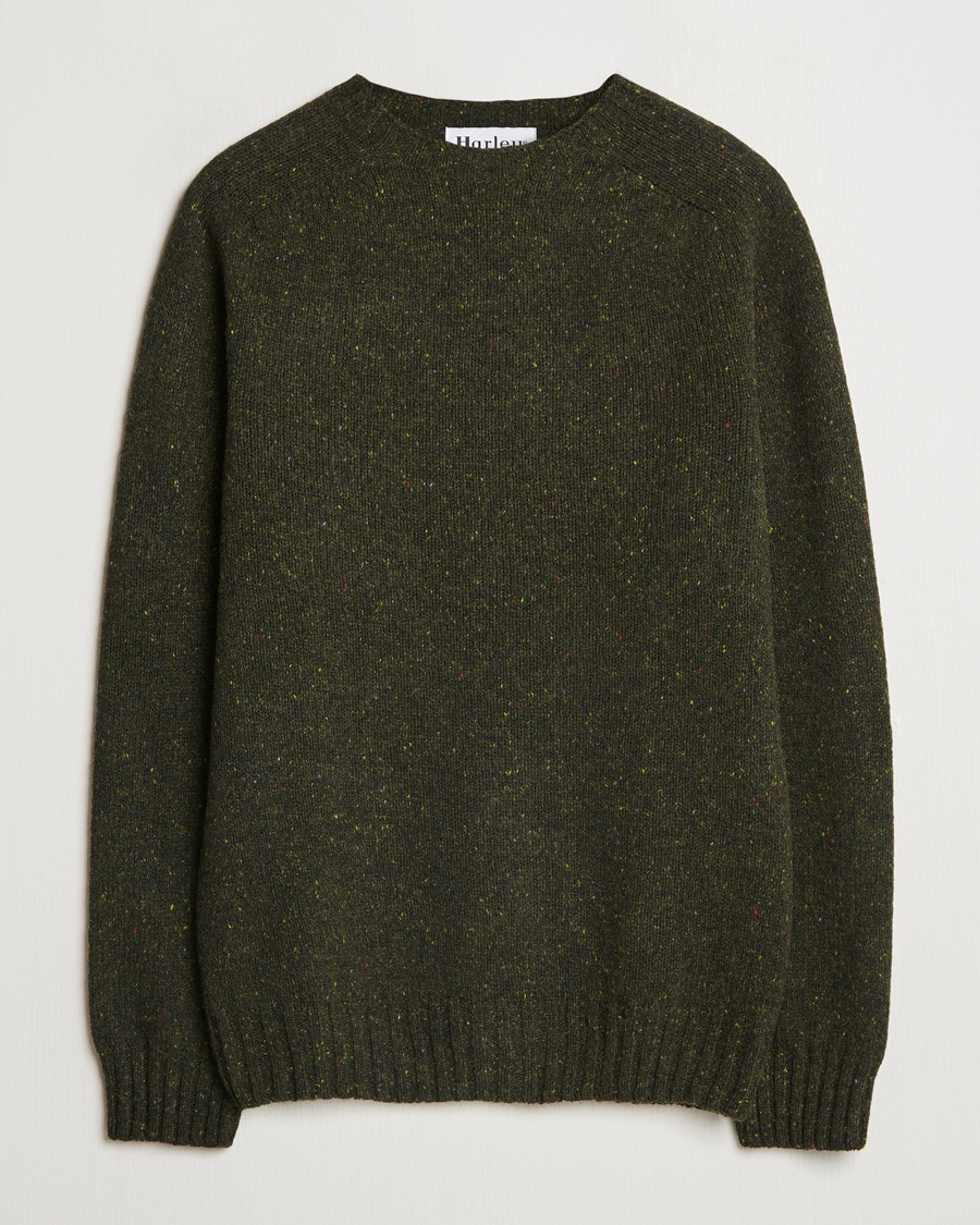 Harley Of Scotland Donegal Wool Crewneck Harris Green – Grün