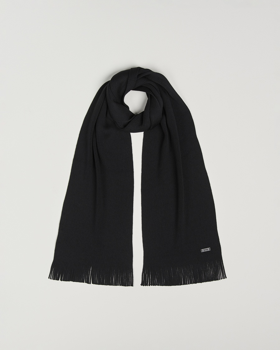 BOSS BLACK Albas Wool Scarf Black – Schwarz