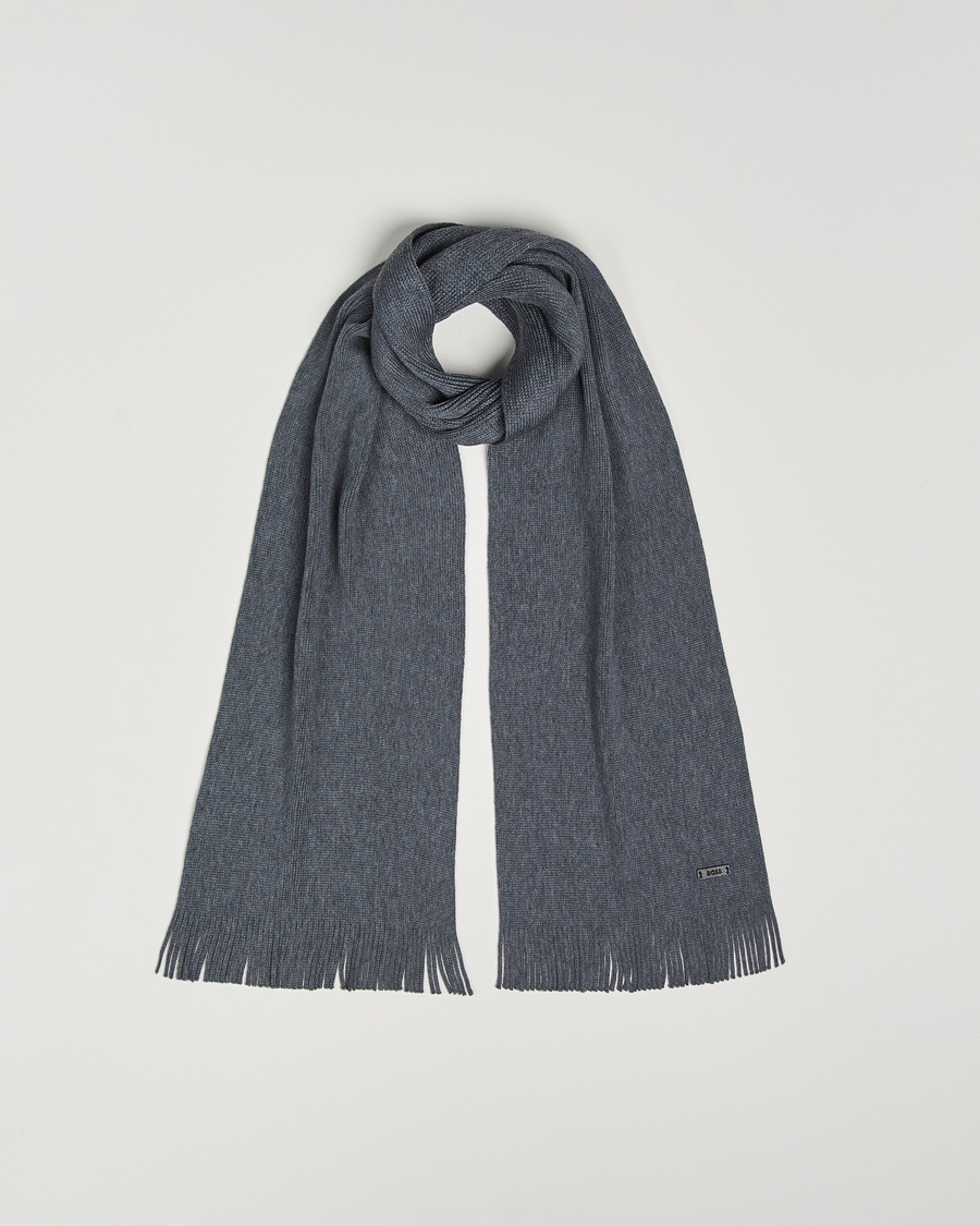 BOSS BLACK Albas Wool Scarf Medium Grey – Grau