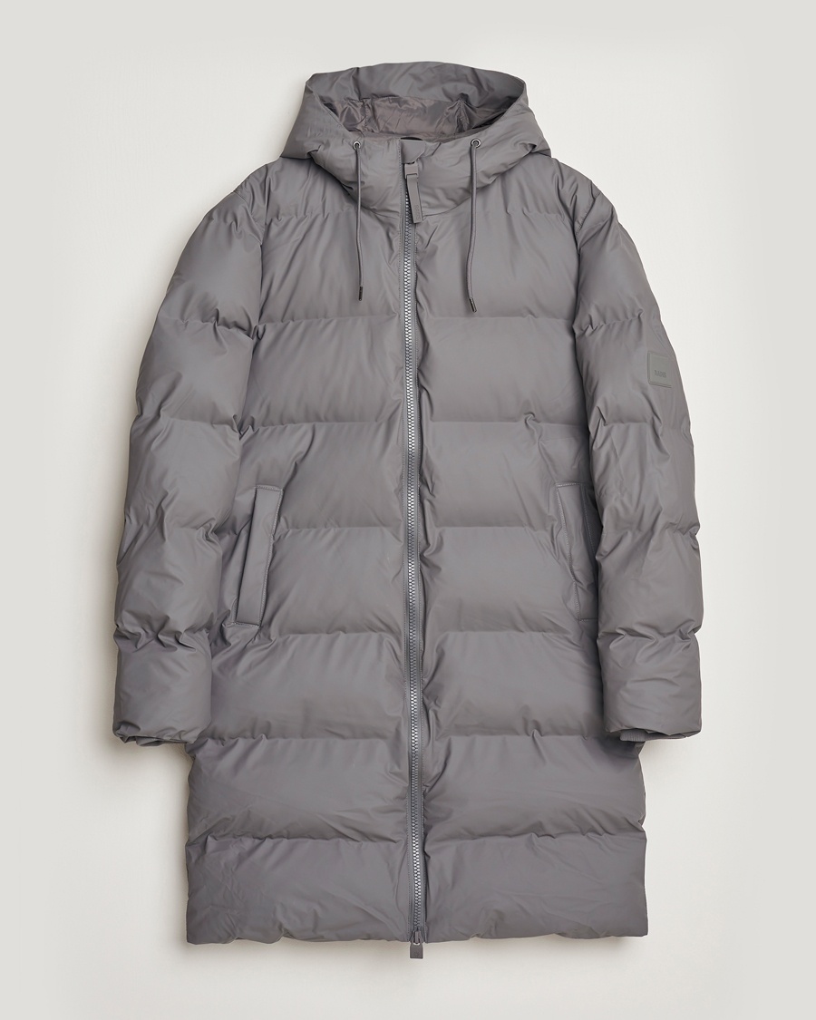 RAINS Alta Long Puffer Parka Grey – Grau