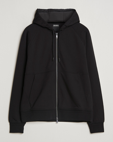  Cotton Stretch Zip Hoodie Black