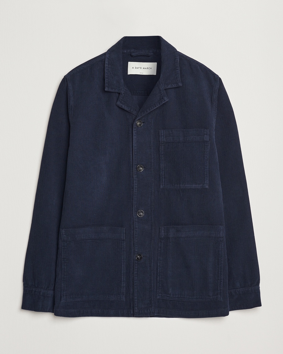 A Day's March Banagher Cord Overshirt Navy – Blau