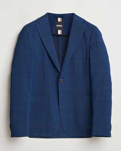 BOSS BLACK Hanry Wool Checked Blazer Dark Blue – Blau
