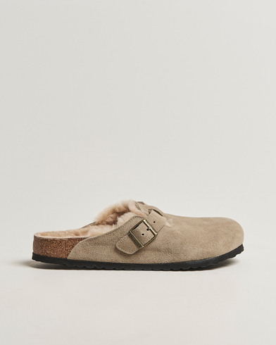 BIRKENSTOCK Boston Shearling Taupe Suede – Beige