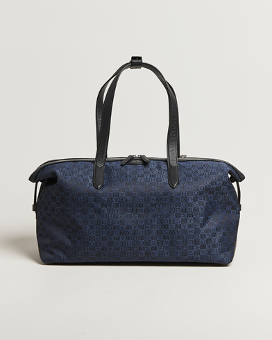 Smythson Canvas Stamp Small Travel Bag Navy – Blau