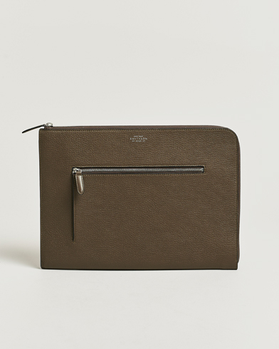 Smythson Ludlow Small Laptop Case With Dark Olive – Grün