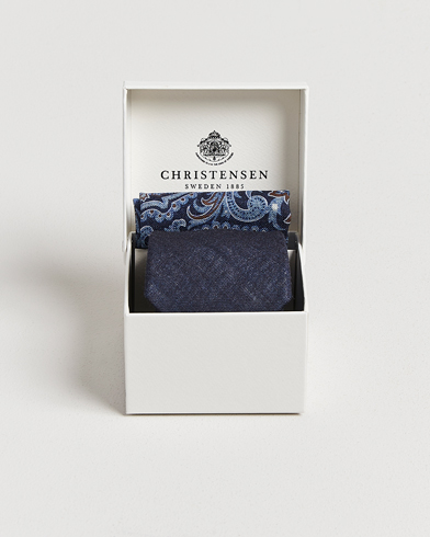 Amanda Christensen Box Set Wool 8 cm Tie And Pocket Square Navy – Blau