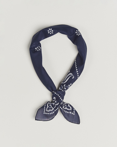 Amanda Christensen Cotton Voilé Printed Flower Bandana Navy – Blau