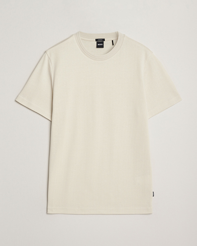BOSS BLACK Thompson Structured Crew Neck T-Shirt Open White – Weiß