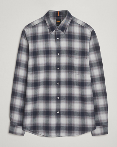 BOSS ORANGE Rickert Brushed Cotton Checked Shirt Open Grey – Grau