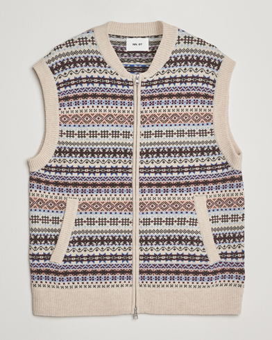 NN07 Robbie Fairisle Full Zip Vest Multi – Mehrfarbig