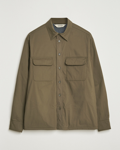 Aspesi Lined Nylon Shirt Jacket Olive – Grün