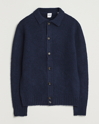Aspesi Brushed Shetland Cardigan Navy – Blau