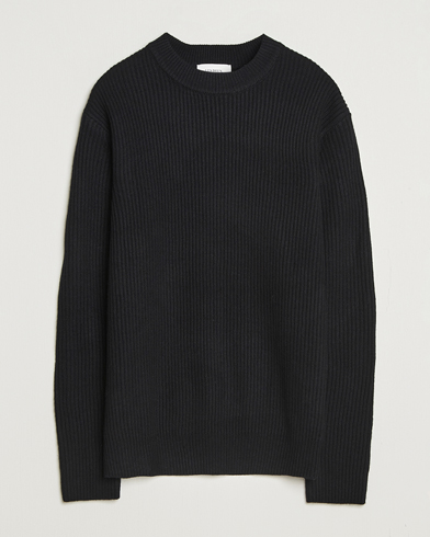 LES DEUX Eddie Wool Rib Crewneck Black – Schwarz