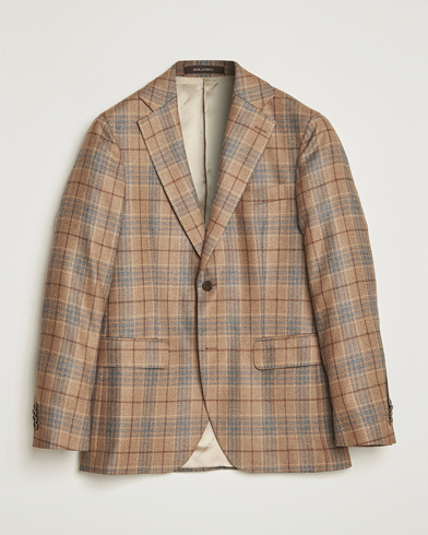 Oscar Jacobson Fogerty Checked Loro Piana Wool Blazer Light Brown – Braun