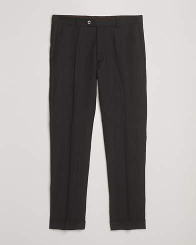 Oscar Jacobson Dandy Turn Up Flannel Trousers Dark Brown – Braun