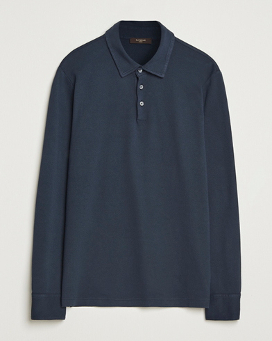 Zanone Heavy Jersey Long Sleeve Polo Navy – Blau