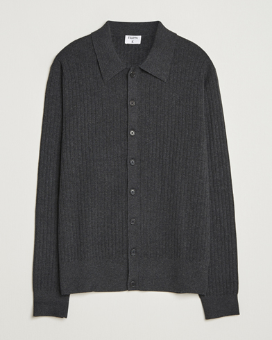 Filippa K Cotton Merino Knitted Cardigan Anthracite Melange – Grau