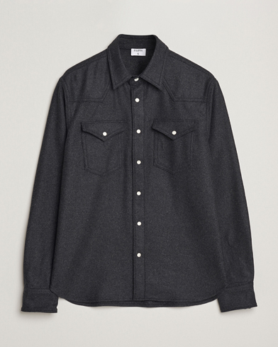 Filippa K Western Wool Shirt Anthracite Melange – Grau