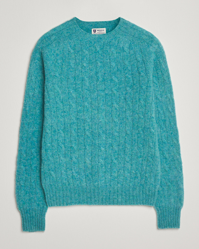 Morris Brushed Cable Sweater Green – Grün