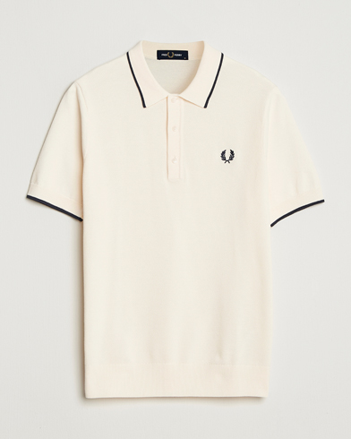 Fred Perry Pique Knitted Tipped Polo Ecru – Weiß