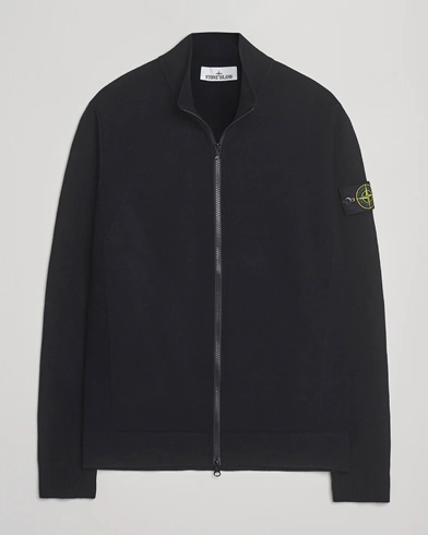Stone Island Stretch Wool Zip Cardigan Black – Schwarz