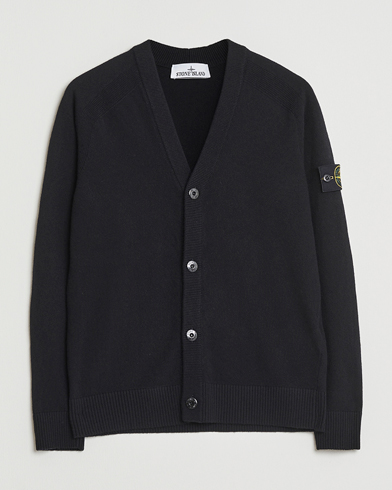 Stone Island Knitted Geelong Wool Cardigan Black – Schwarz