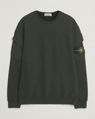 Stone Island Organic Cotton Fleece Arm Pocket Sweatshirt Juniper – Grün
