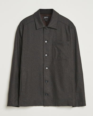 A.P.C. Jamie Wool Flannel Shirt Jacket Dark Brown – Braun