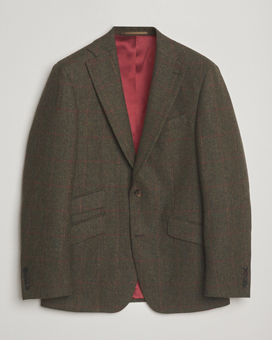 Walker Slater Edward Lambswool Windowpane Blazer Dark Green – Grün