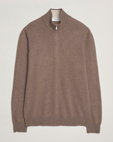 Gran Sasso Wool/Cashmere Half Zip Brown Melange – Braun