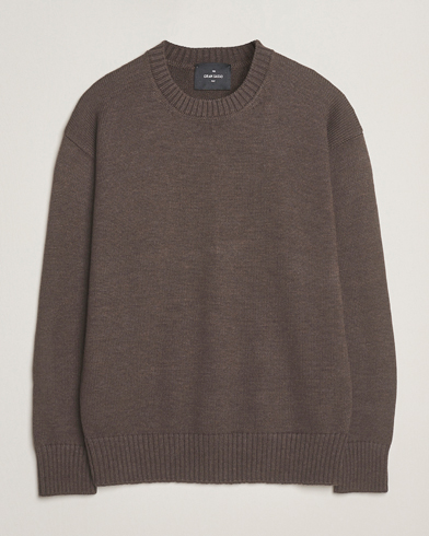 Gran Sasso Heavy Knitted Merino Crew Neck Brown Melange – Braun