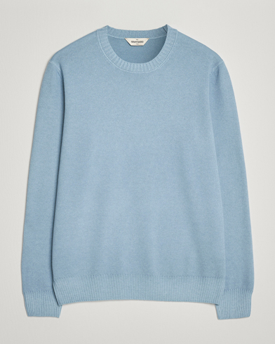 Gran Sasso Wool/Cashmere Washed Crew Neck Blue Melange – Blau