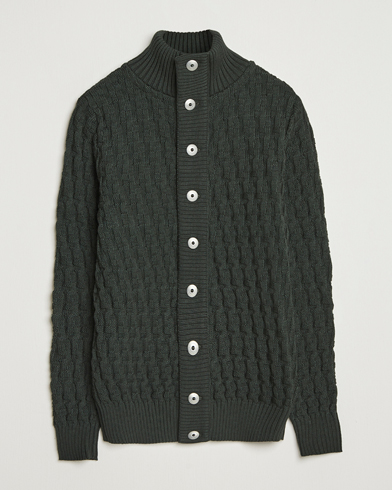 S.N.S. Herning Stark Wool Cable Cardigan Dark Forest Green – Grün