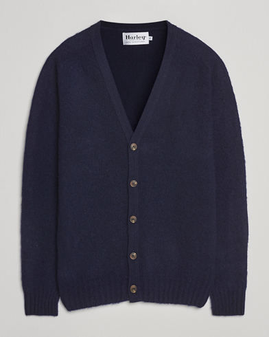 Harley Of Scotland Brushed Supersoft Lambswool Cardigan Navy – Blau