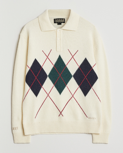 Baracuta Argyle Wool Polo Neck Antique White – Weiß