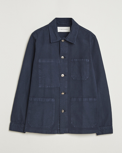 A Day's March Original Herringbone Overshirt Navy – Blau