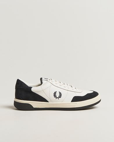 Fred Perry B11 Leather/Suede Sneaker Snow White/Navy – Weiß