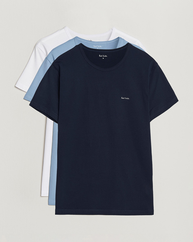 Paul Smith 3-Pack Crew Neck T-Shirt White/Black/Light Blue – Blau