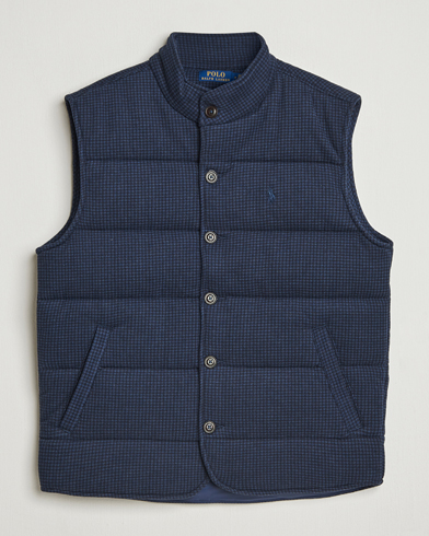 Polo Ralph Lauren Knitted Dogtooth Vest Winter Navy Heather – Blau