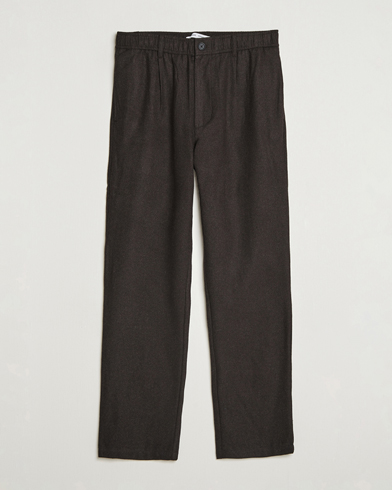 Samsøe Samsøe Bertil Flannel Drawstring Trousers Black Coffee Melange – Braun