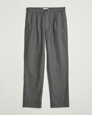 Samsøe Samsøe Bertil Flannel Drawstring Trousers Dark Grey Melange – Grau